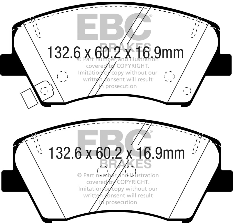 EBC 2017+ Hyundai Elantra 1.4L Turbo Ultimax2 Front Brake Pads - UD1912