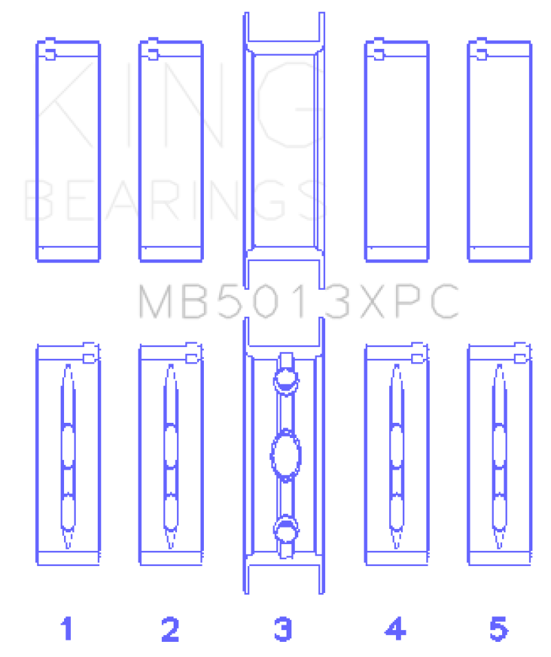 King GM Vortec / LS-Series Gen III / IV Crankshaft Main Bearing Set (Set of 5) - MB5013XPC010