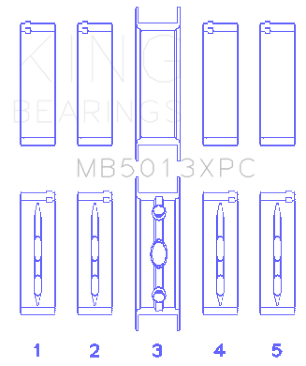 King GM Vortec / LS-Series Gen III / IV Crankshaft Main Bearing Set (Set of 5) - MB5013XPC010