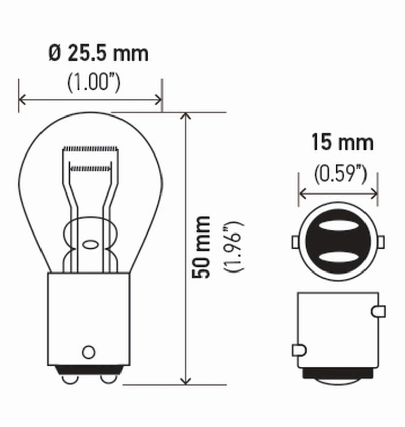 Hella Bulb 1034 12V 23/8W Bay15D S8 (2) - 1034TB