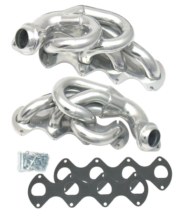 JBA 05-10 Ford Mustang 4.6L 3V 1-5/8in Primary Silver Ctd Cat4Ward Header - 1675SJS for 2005-2010 Ford Mustang - front view