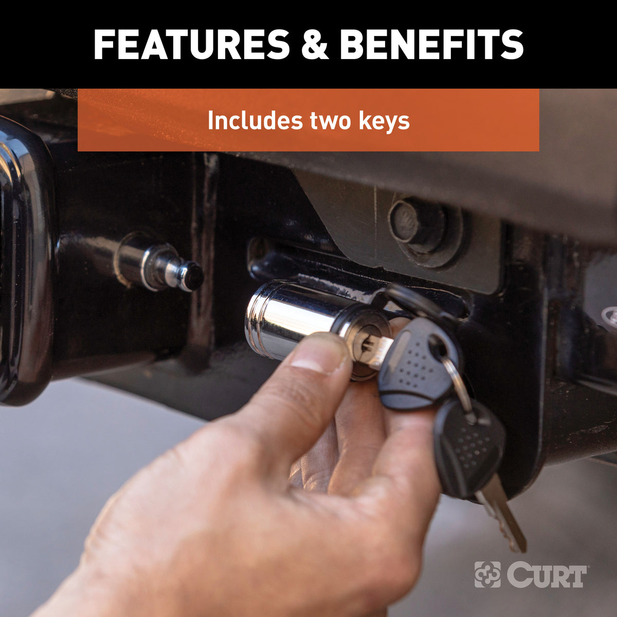 CURT 23025 Trailer Hitch Lock, 5/8-Inch Pin Diameter, Fits 3-Inch Receiver