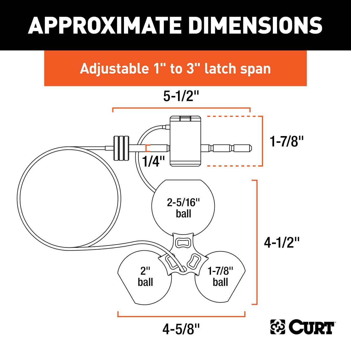 CURT 23082 Universal Tri-Ball Trailer Coupler Lock, Fits 1-7/8, 2, 2-5/16-Inch