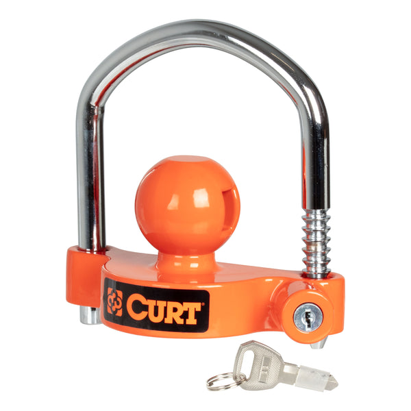 CURT 23090 Universal Trailer Coupler Lock, Bright Orange, Fits Couplers with 1-7/8", 2" or 2-5/16" Ball Diameter