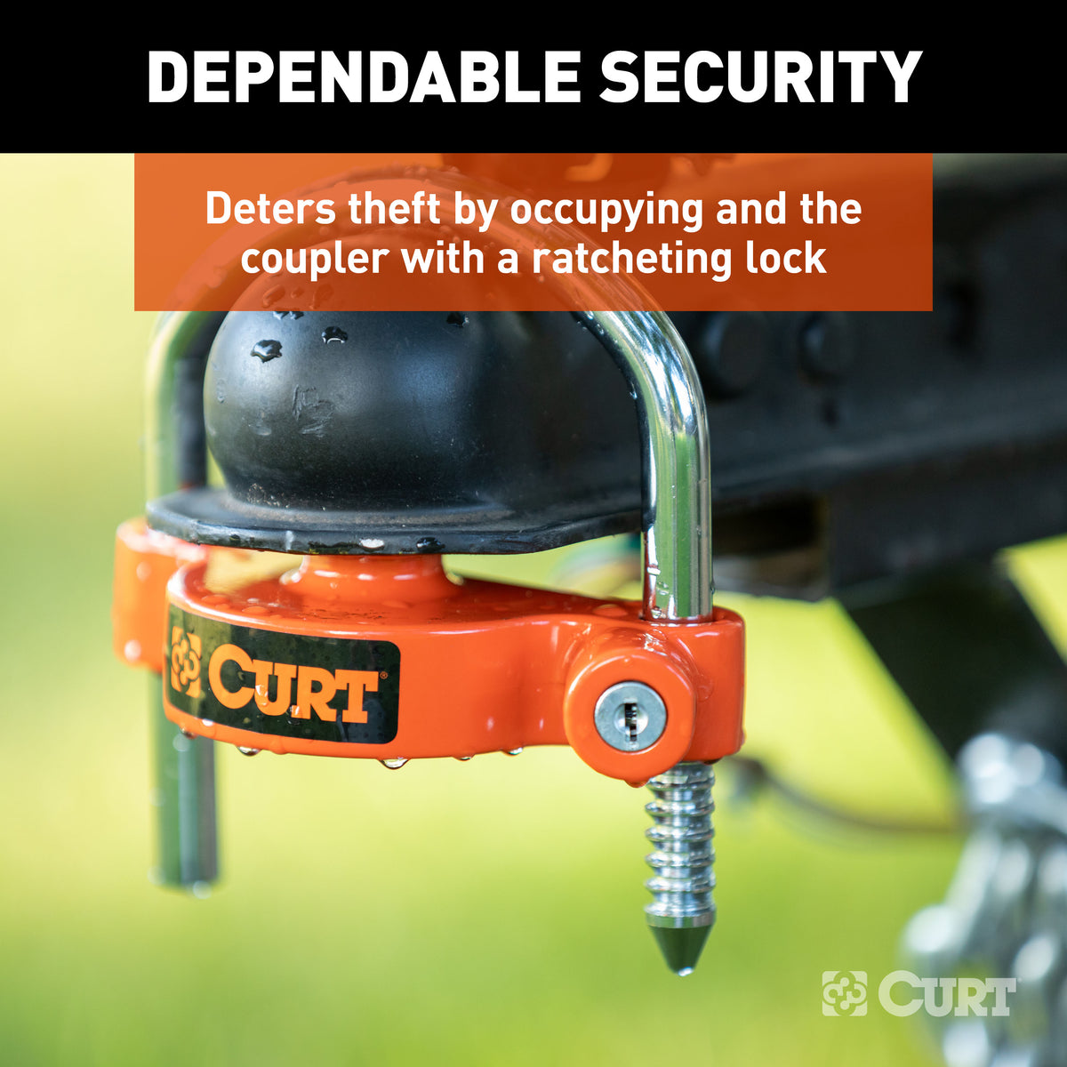 CURT 23090 Universal Trailer Coupler Lock, Bright Orange, Fits Couplers with 1-7/8", 2" or 2-5/16" Ball Diameter
