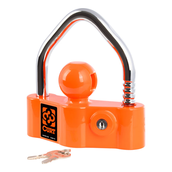 CURT 23091 Universal Heavy-Duty Trailer Coupler Lock, Bright Orange, Fits Couplers with 1-7/8", 2" or 2-5/16" Ball Diameter