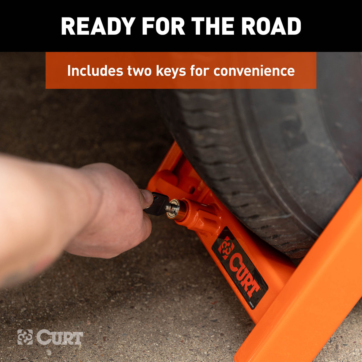 CURT 23176 Adjustable Trailer Wheel Lock, 16.5” x 6.5”-8 to 33" x 12-1/2"/R15