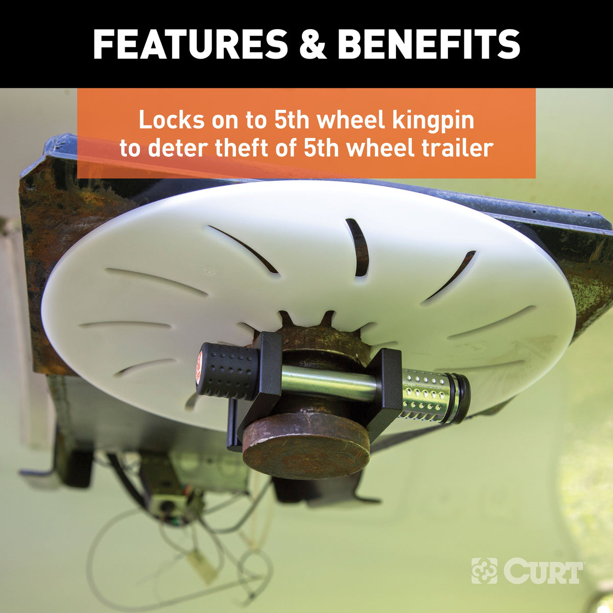 CURT 23255 5th Wheel Trailer Lock for 2-Inch King Pin