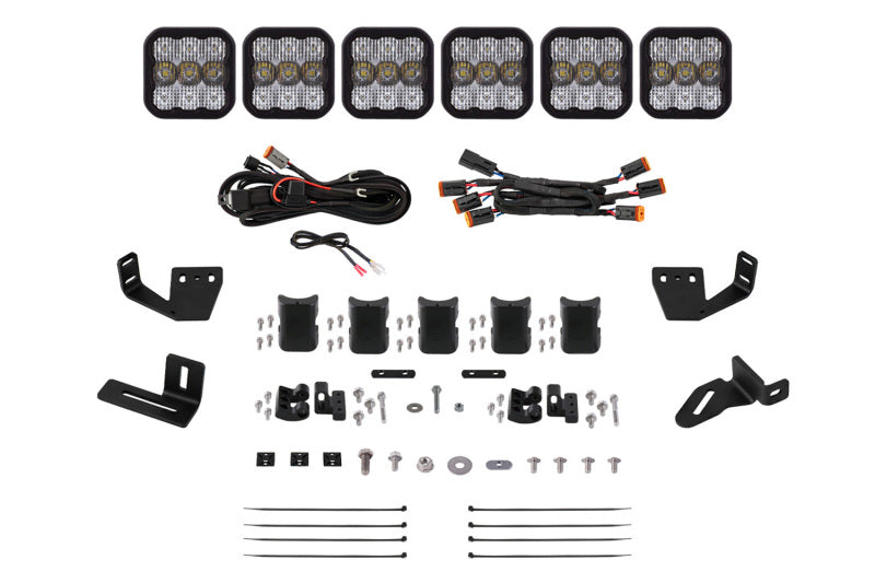 Diode Dynamics Prinsu/Sherpa Roof Racks SS5 6-Pod CrossLink Mounting Kit - Sport White Combo - DD7816