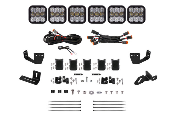 Diode Dynamics Prinsu/Sherpa Roof Racks SS5 6-Pod CrossLink Mounting Kit - Sport White Combo - DD7816 by Diode Dynamics - fro