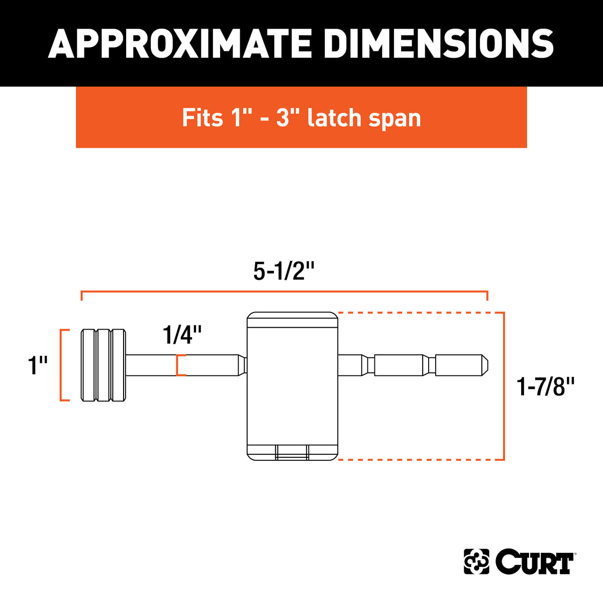 CURT 23503 Right-Angle Trailer Coupler Lock, 1/4-Inch Pin Diameter, Up to 3-Inch Span