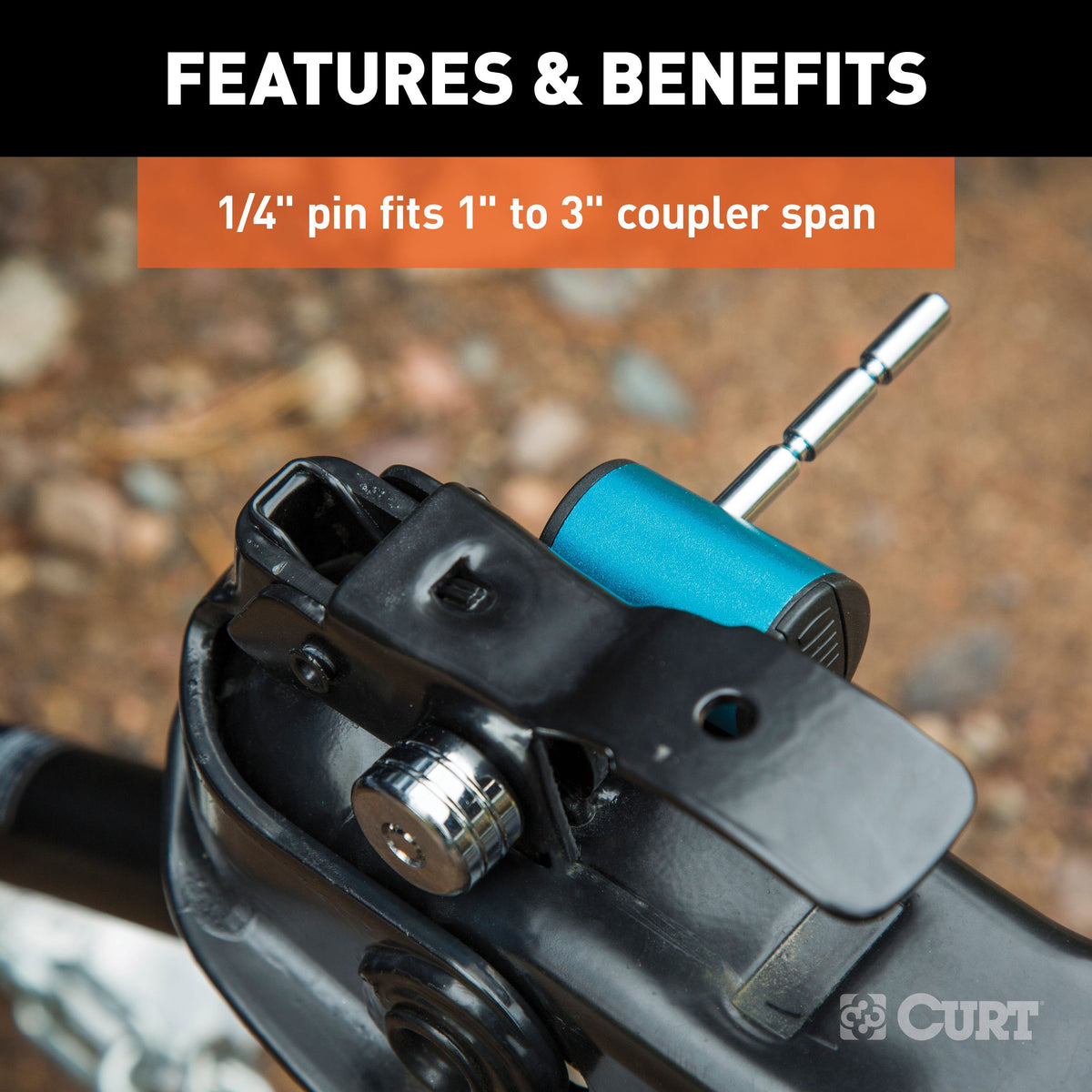 CURT 23503 Right-Angle Trailer Coupler Lock, 1/4-Inch Pin Diameter, Up to 3-Inch Span