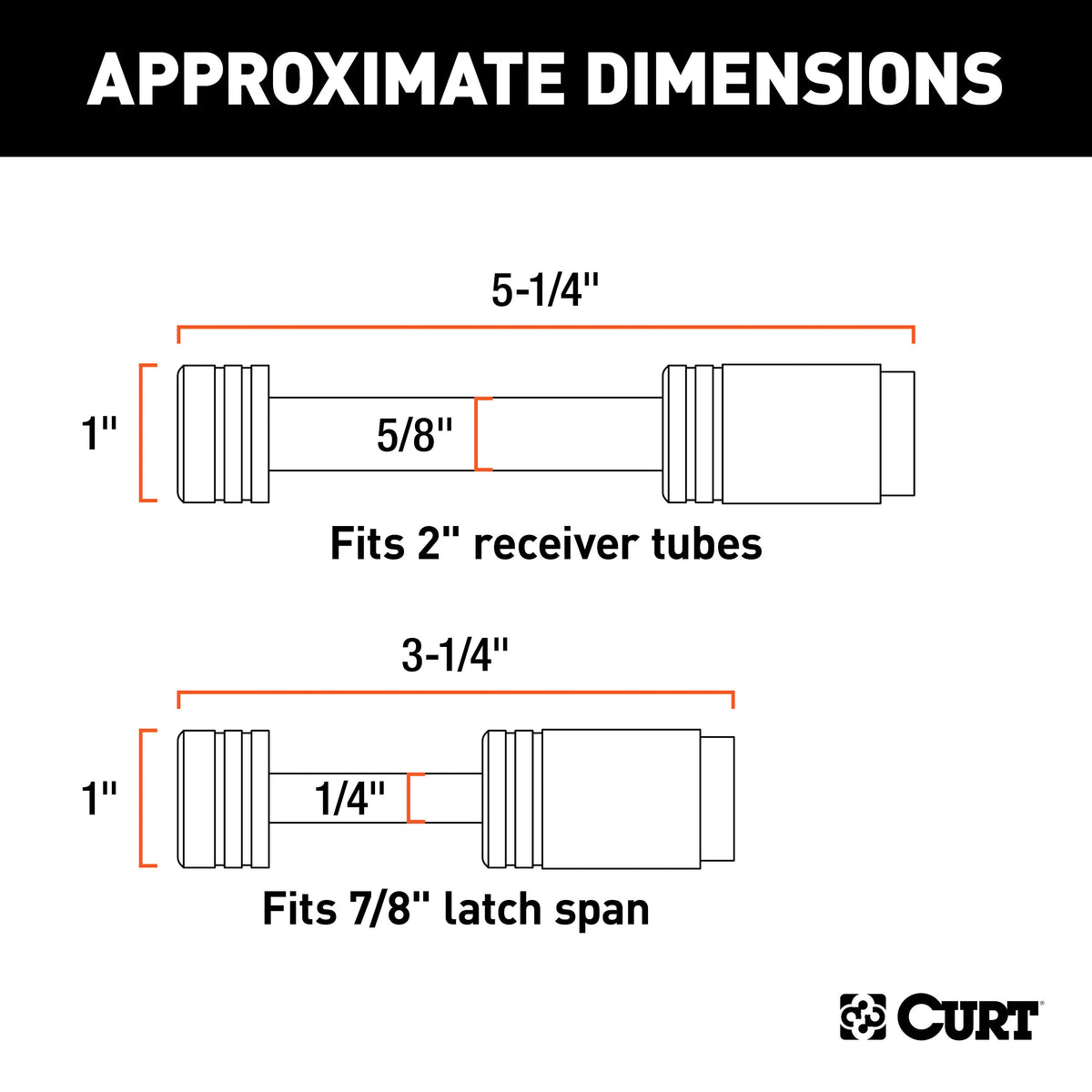 CURT 23526 Trailer Lock Set for 2-Inch Receiver, 7/8-Inch Coupler Latch Span