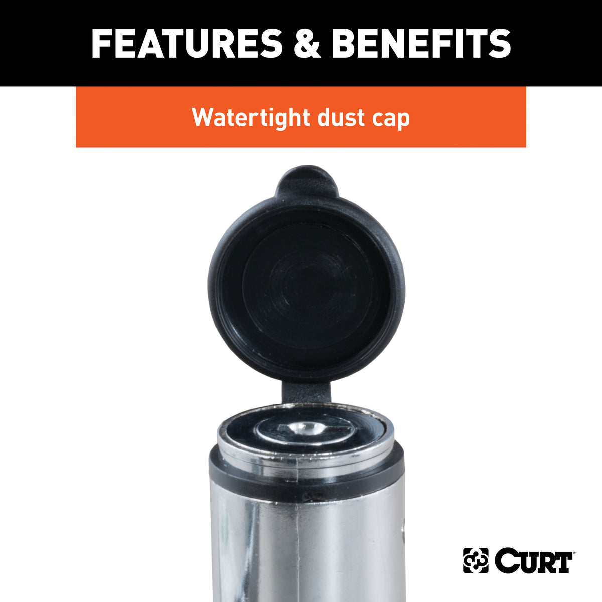 CURT 23528 5/8" Trailer Hitch Lock — Barbell Style, Fits 2" & 2-1/2" Receivers, Chrome, 1/4-Turn Key Lock, Dust Cap, 2 Keys, 6" Overall Length