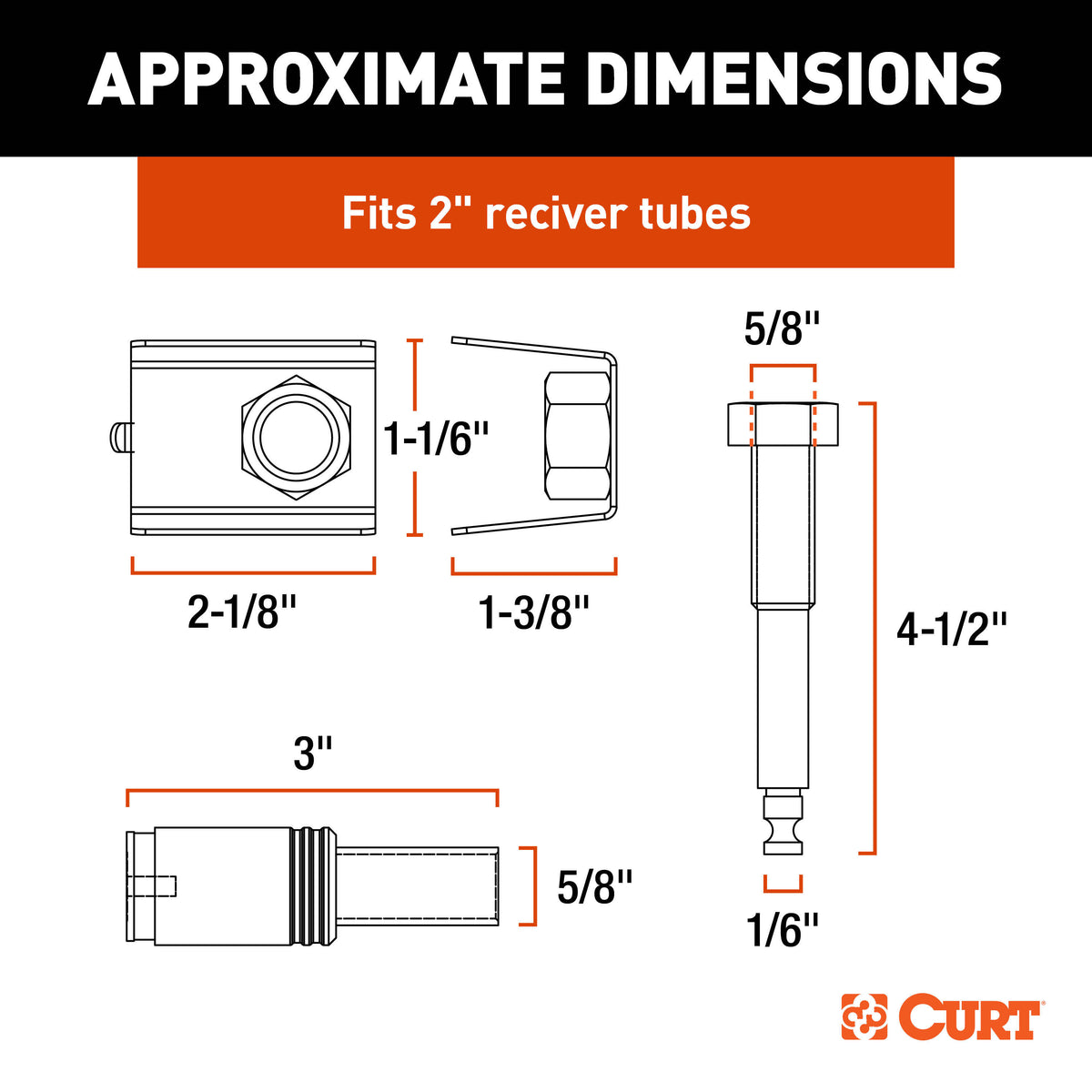 CURT 23535 Anti-Rattle Hitch Lock, Fits 2" Receivers