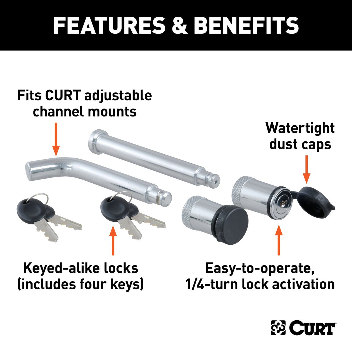 CURT 23556 Lock Set for Adjustable Channel Mounts