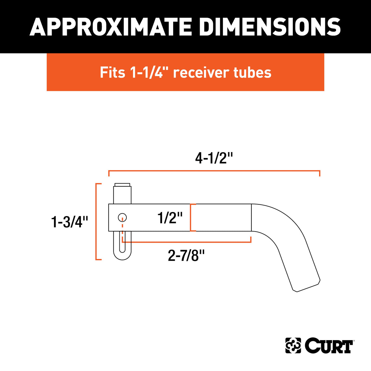 CURT 23581 Stainless Steel Swivel Trailer Hitch Pin, 1/2-Inch Diameter, Fits 1-1/4-Inch Receiver