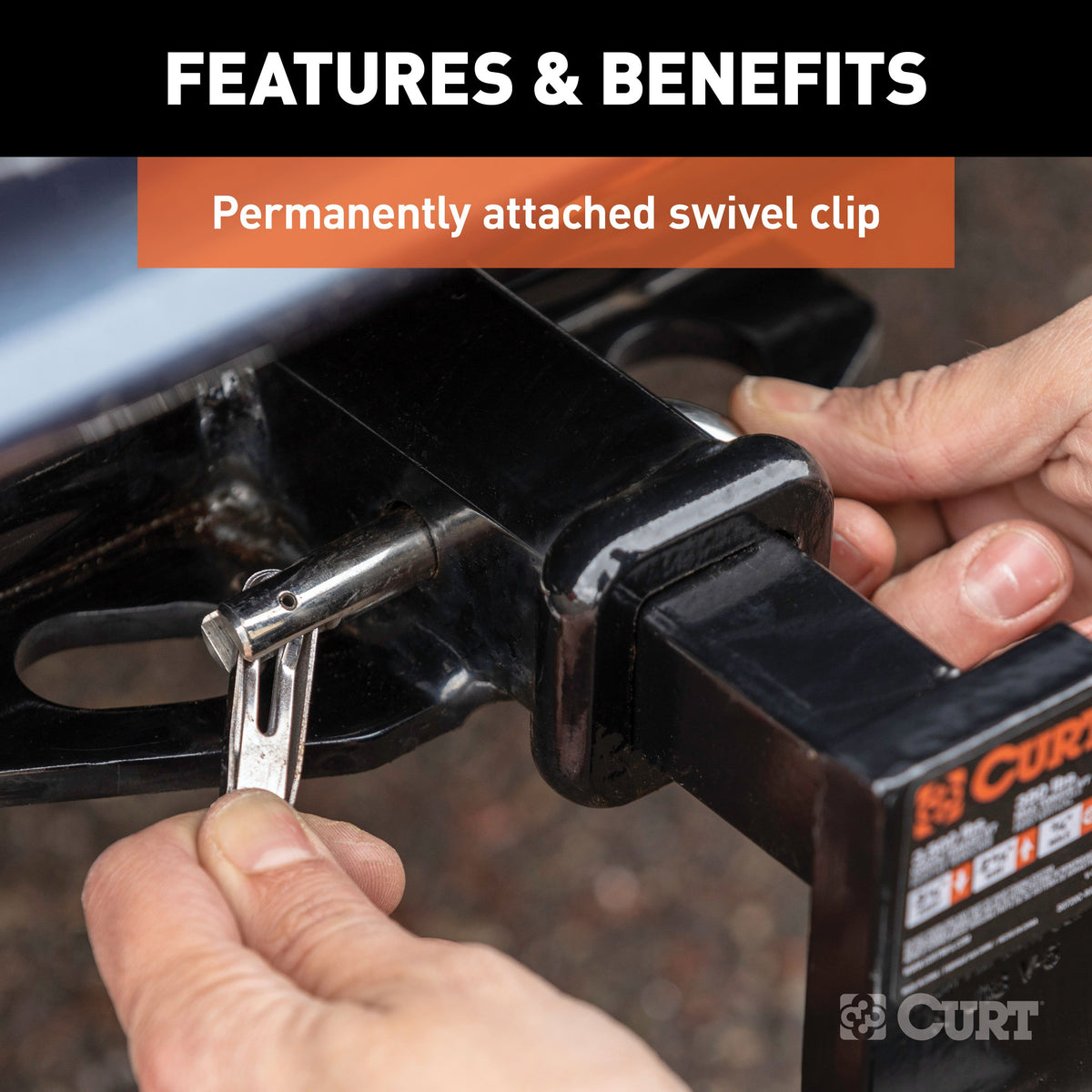 CURT 23581 Stainless Steel Swivel Trailer Hitch Pin, 1/2-Inch Diameter, Fits 1-1/4-Inch Receiver