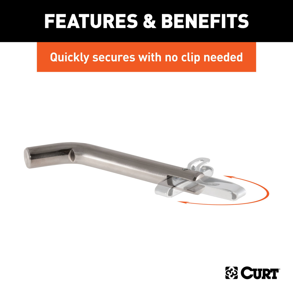 CURT 23581 Stainless Steel Swivel Trailer Hitch Pin, 1/2-Inch Diameter, Fits 1-1/4-Inch Receiver