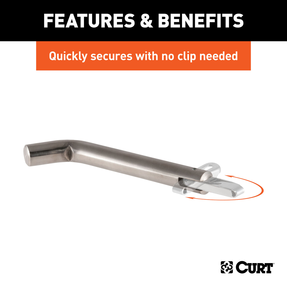 CURT 23582 Stainless Steel Swivel Trailer Hitch Pin, 5/8-Inch Diameter, Fits 2-Inch Receiver