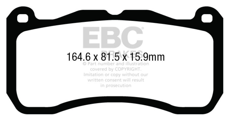 EBC 12 Ford Mustang 5.8 Supercharged (GT500) Shelby Ultimax2 Rear Brake Pads - UD1562 for 2012-2014 Ford Mustang - front view