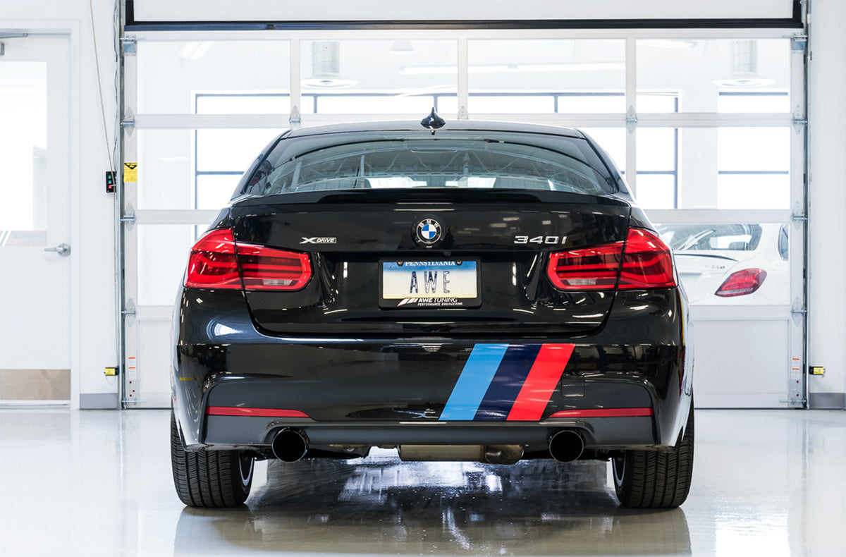 AWE Tuning BMW F3X 340i Touring Edition Axle-Back Exhaust - Diamond Black Tips (102mm) - 3010-33042