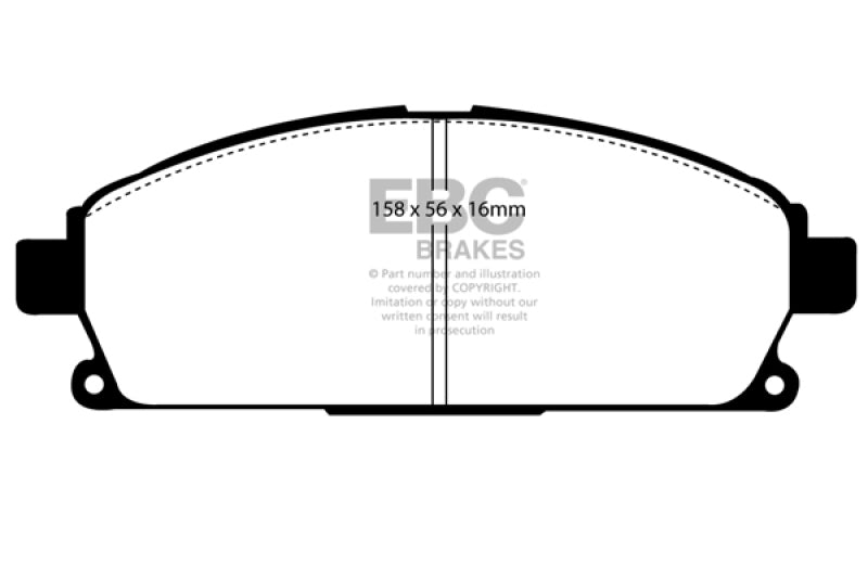 EBC 03-06 Acura MDX 3.5 Ultimax2 Front Brake Pads - UD691 for 1996-2004 Nissan Pathfinder - front view