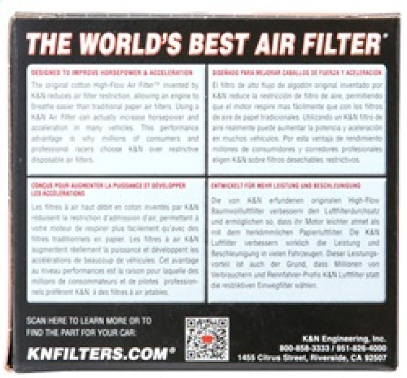 K&amp;N Universal Chrome Filter-Round Straight 2.125in Flg ID x 3in OD x 3in H - RC-1910