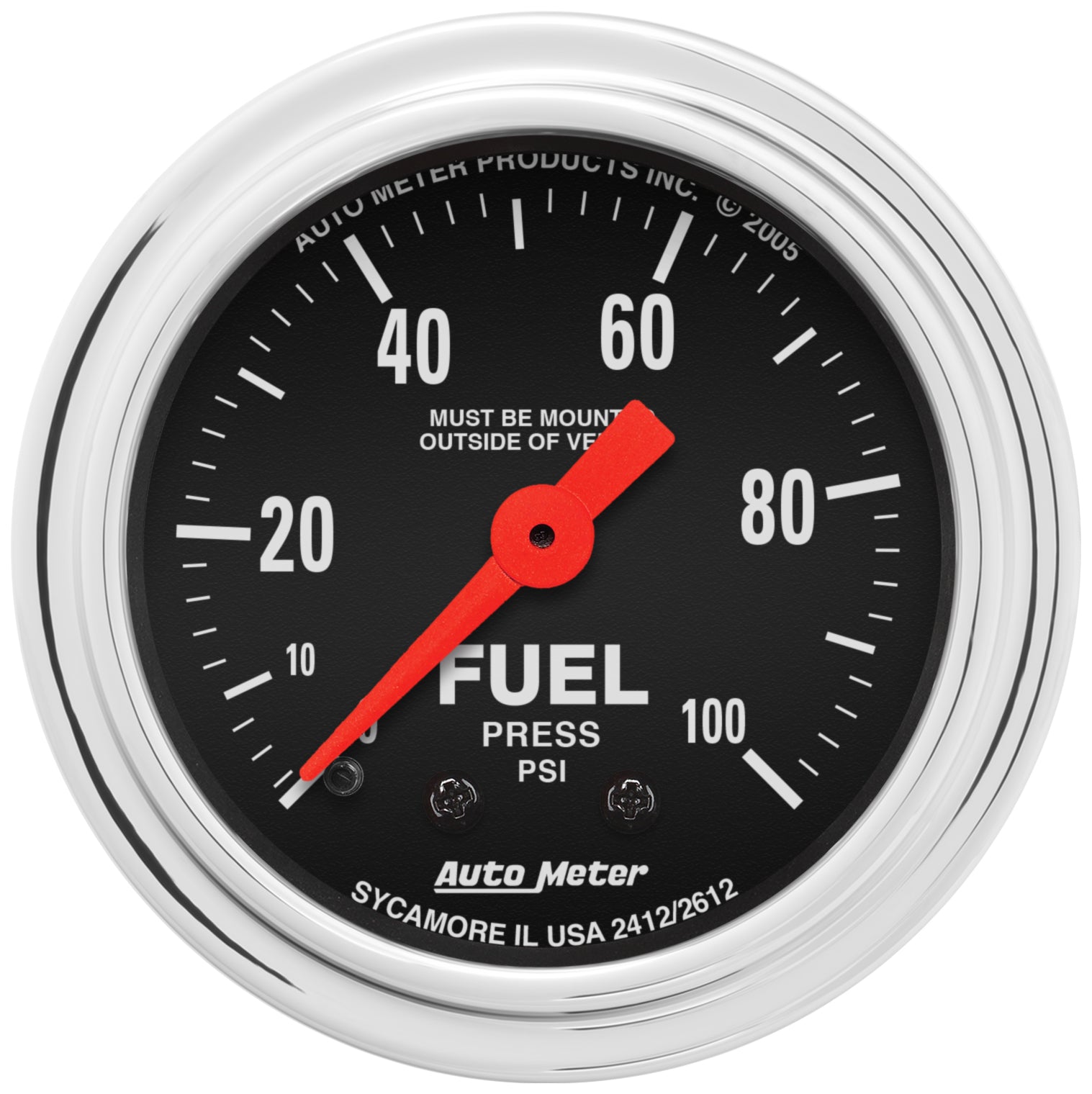 AutoMeter Gauge Fuel Pressure 2-1/16in. 100PSI Mechanical Traditional Chrome - 2412
