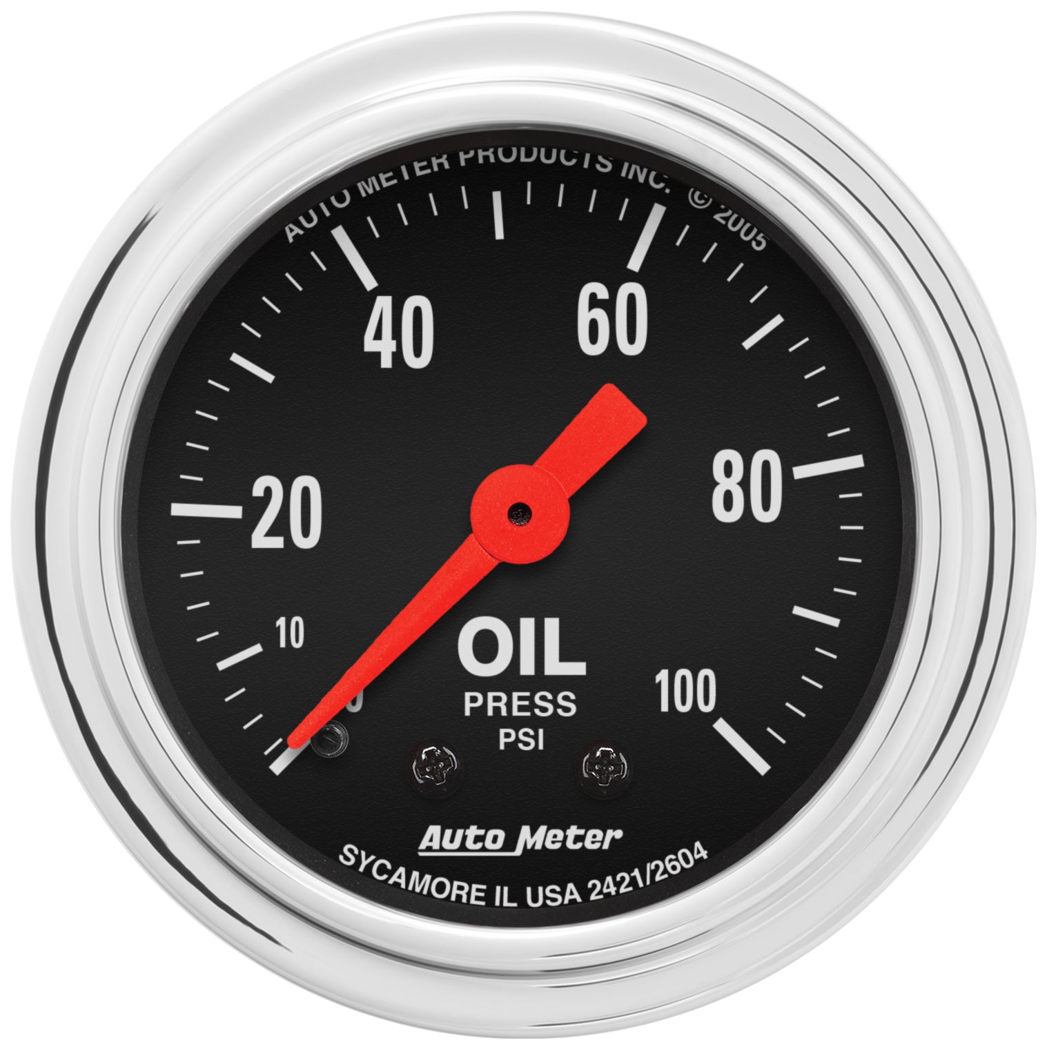 Autometer Traditional Chrome 2-1/16in 100 PSI Mechanical Oil Pressure Gauge - 2421