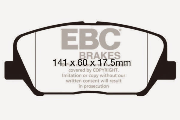 EBC 12-15 Hyundai Veloster 1.6 Turbo Redstuff Front Brake Pads - DP32172C for 2012-2017 Hyundai Veloster - angle view