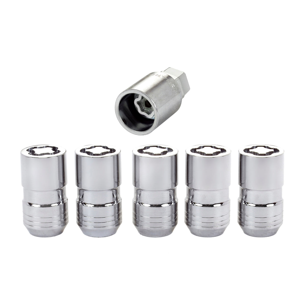 McGard Wheel Lock Nut Set - 5pk. (Cone Seat) M14X1.5 / 22mm Hex / 1.639in OAL - Chrome - 24515