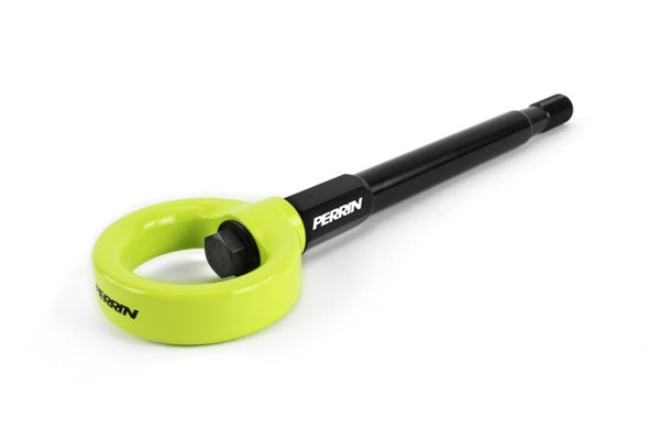 Perrin 08-14 Subaru WRX/STI Tow Hook Kit (Front) - Neon Yellow - PSP-BDY-231NY for 2008-2021 Subaru WRX STI - front view