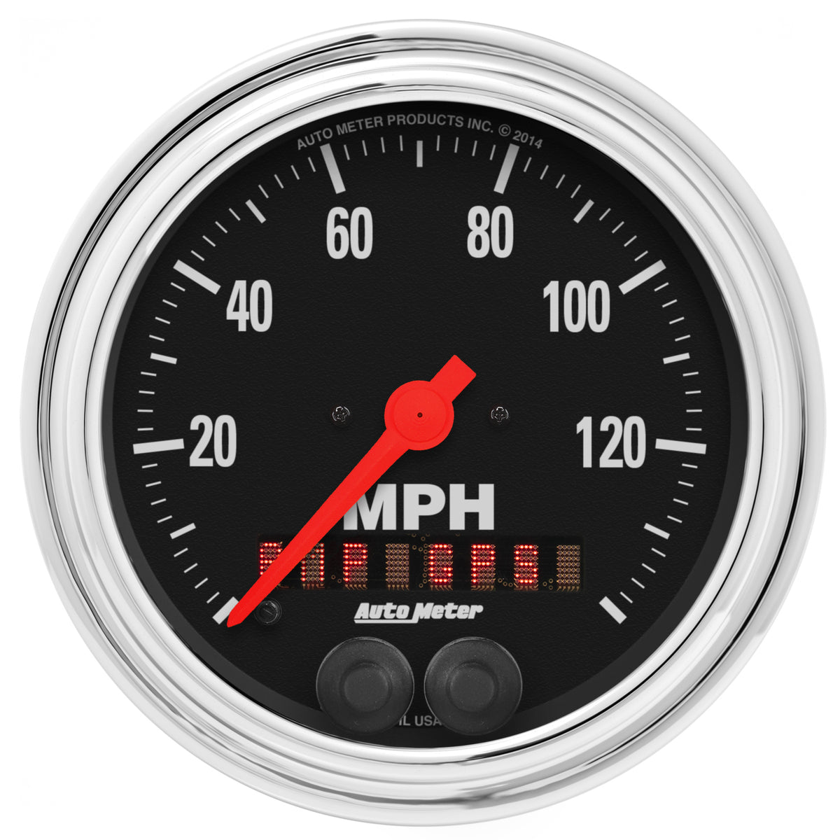 Autometer Traditional Chrome 3-3/8in 140 MPH In-Dash Full Sweep GPS Speedometer - 2480