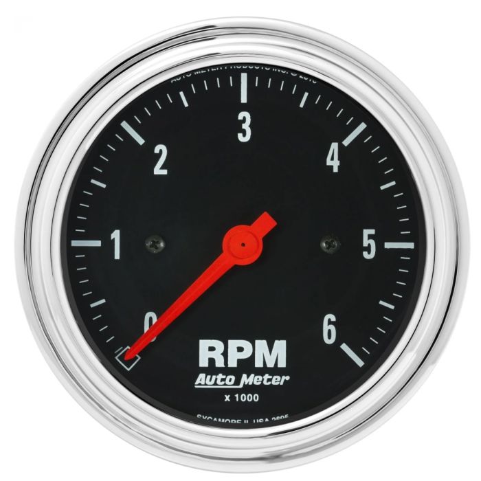 Autometer Traditional Chrome 3-3/8in 6K RPM In-Dash Mechanical Tachometer - 2495