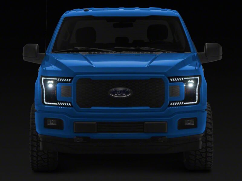 Raxiom 18-20 Ford F-150 LED Halo Surround Headlights with White DRL- Black Housing- Clear Lens - T583569 - close-up view