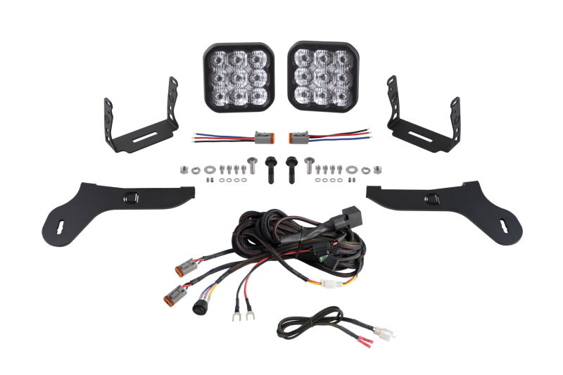 Diode Dynamics 17-20 Ford Raptor SS5 Bumper LED Pod Light Kit - Pro White Driving - DD7350