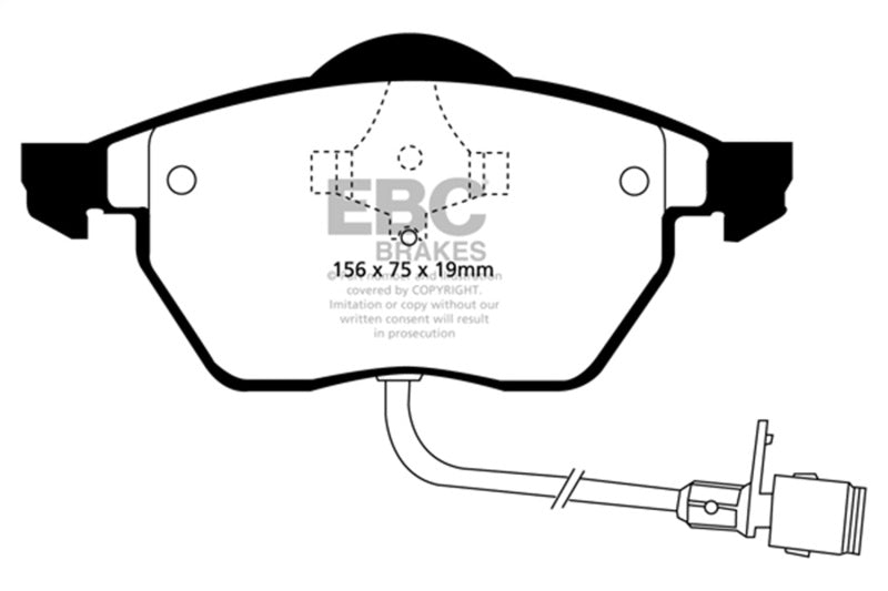 EBC 91-95 Alfa Romeo 164 2.0 Turbo Ultimax2 Rear Brake Pads - UD228 for 1991-1995 Alfa Romeo 164 - front view