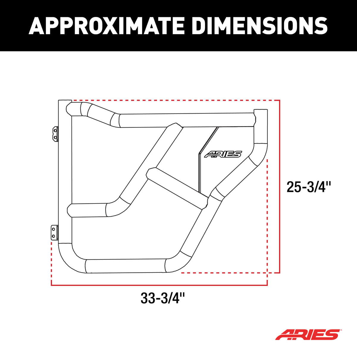 ARIES 2500250 Rear Black Aluminum Tube Doors for Ford Bronco 4-Door