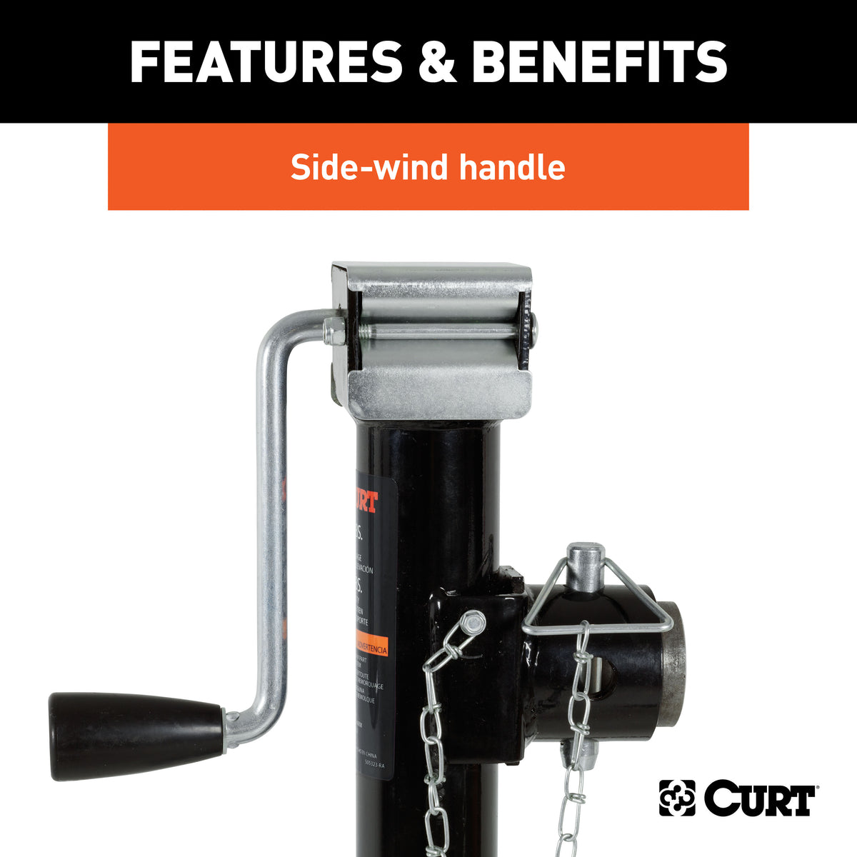 CURT 25005 Weld-On Pipe-Mount Swivel Trailer Tongue Jack, 5,000 lbs. Support Capacity, 15-1/2 Inches Vertical Travel