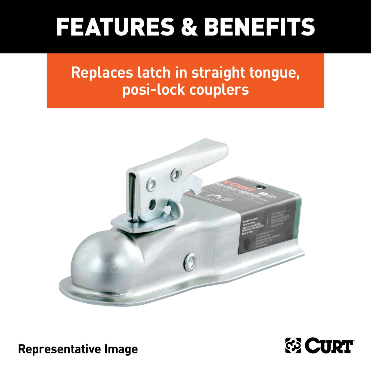 CURT 25094 Posi-Lock Coupler Replacement Latch for 1-7/8-Inch Trailer Hitch Ball
