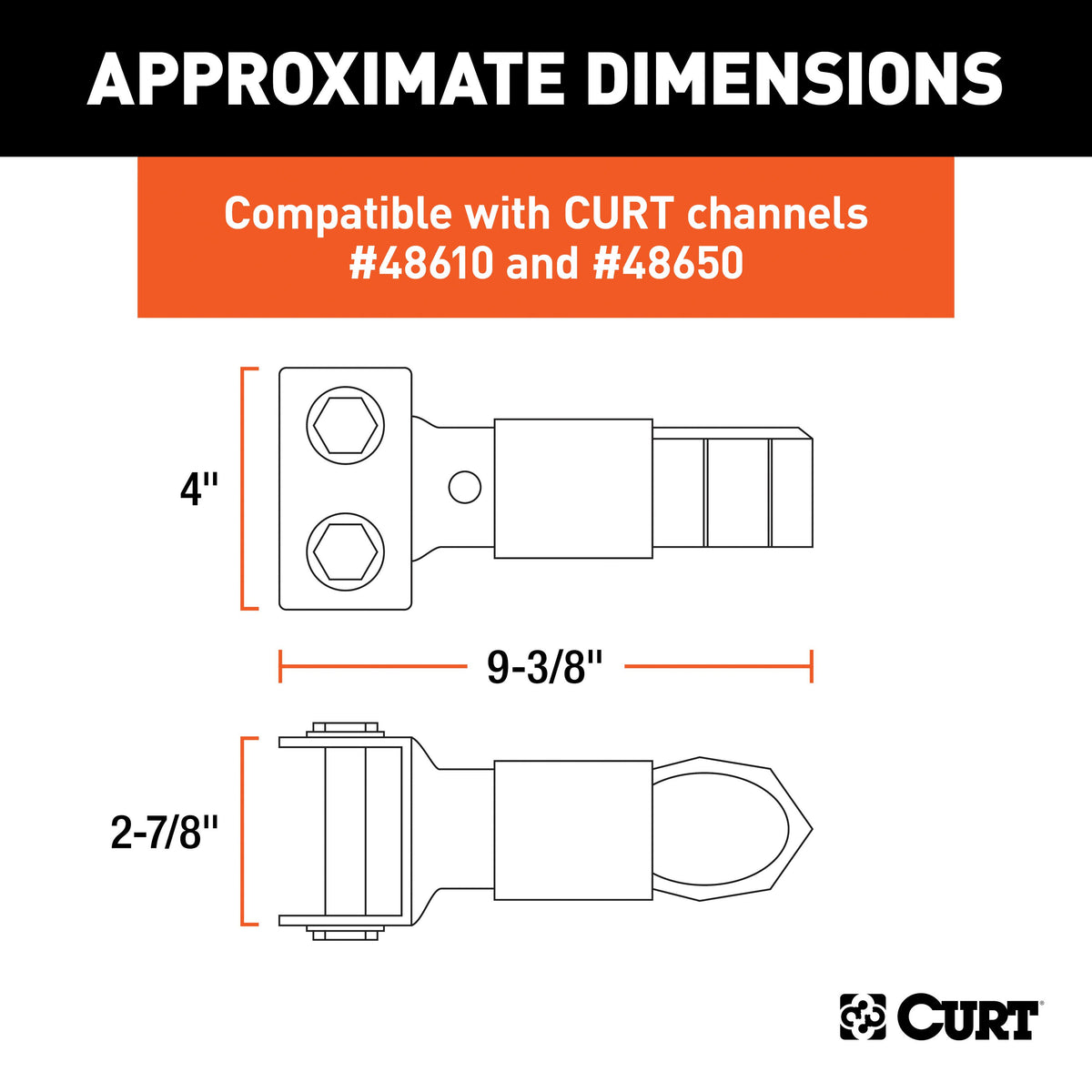 CURT 25319 Channel-Mount Adjustable Trailer Coupler, 2-Inch Hitch Ball, 7,000 lbs
