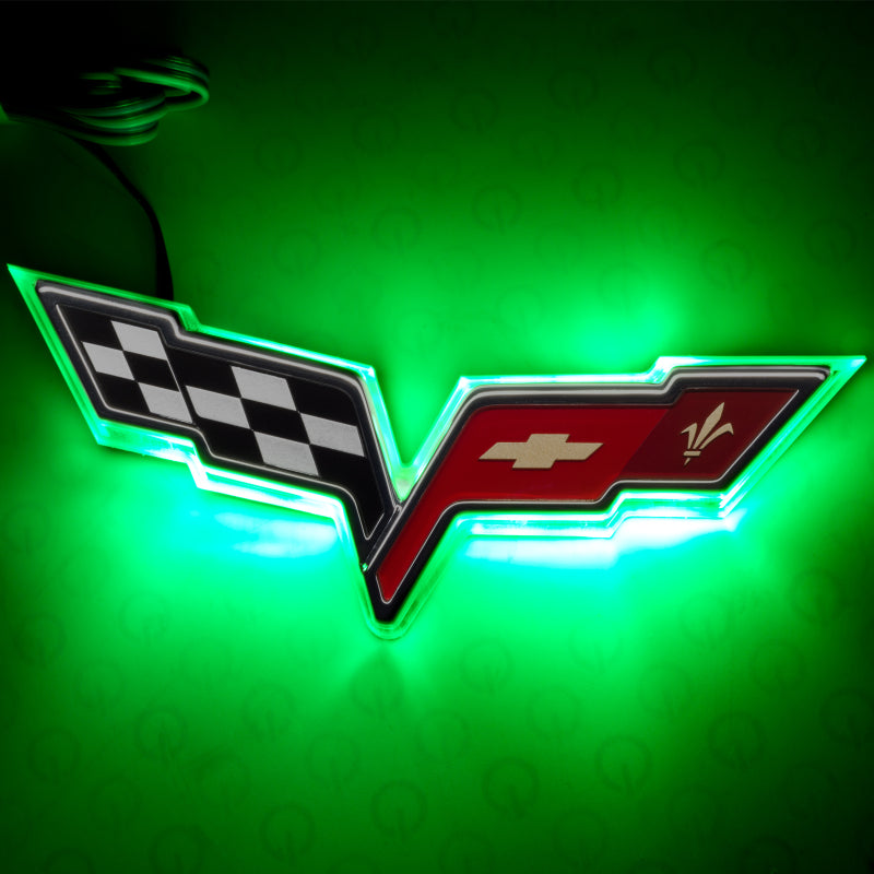 Oracle Chevrolet Corvette C6 Illuminated Emblem - Dual Intensity - Green SEE WARRANTY - 3098-004