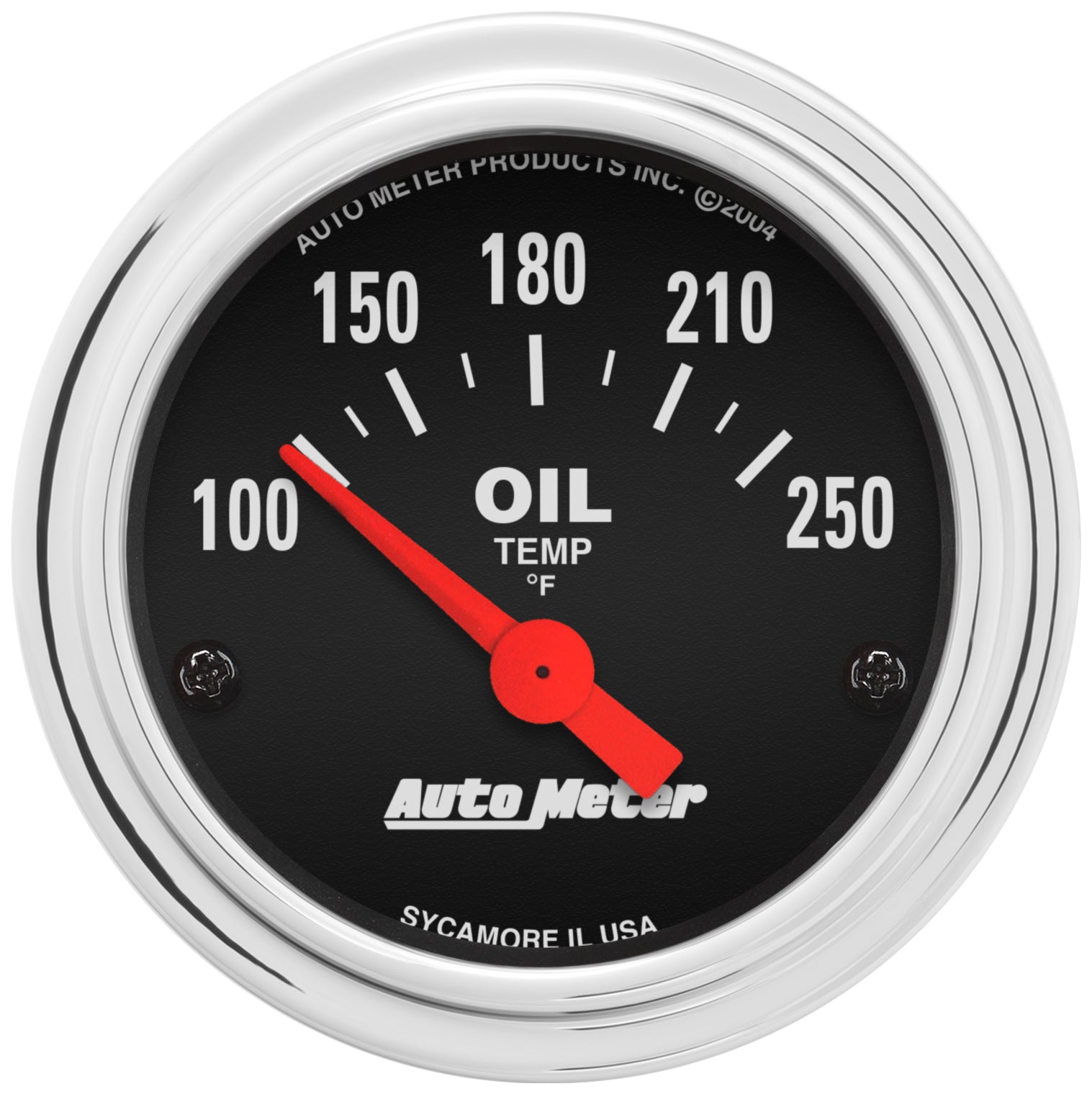 Autometer Traditional Chrome 52mm 100-250 Degree F Short Sweep Electrical Oil Temperature Gauge - 2542
