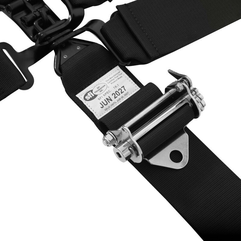 RaceQuip L & L 5pt Ratchet HNR Harness Black - 815005RQP