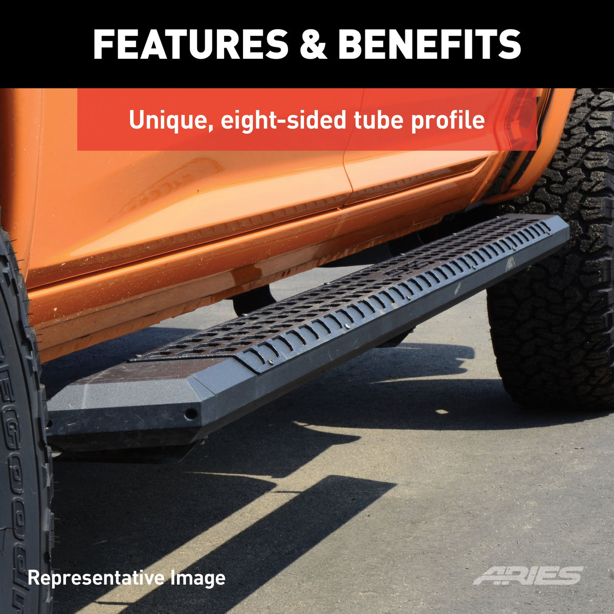 ARIES 2556011 AdvantEDGE Black Aluminum 53-Inch Truck Running Boards, Select Ford F-150, F-250, F-350 Super Duty