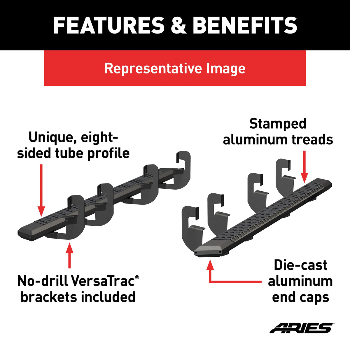 ARIES 2556047 AdvantEDGE Black Aluminum 91-Inch Truck Running Boards, Select Chevrolet Silverado, Tahoe, Suburban, GMC Sierra, Yukon