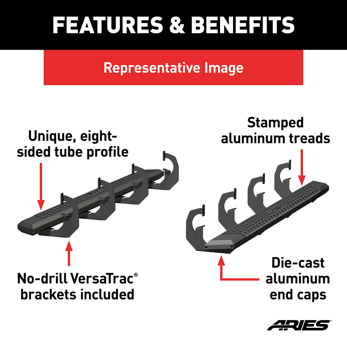 ARIES 2556055 AdvantEDGE Black Aluminum 85-Inch Truck Running Boards, Select Toyota Tundra Crew Cab