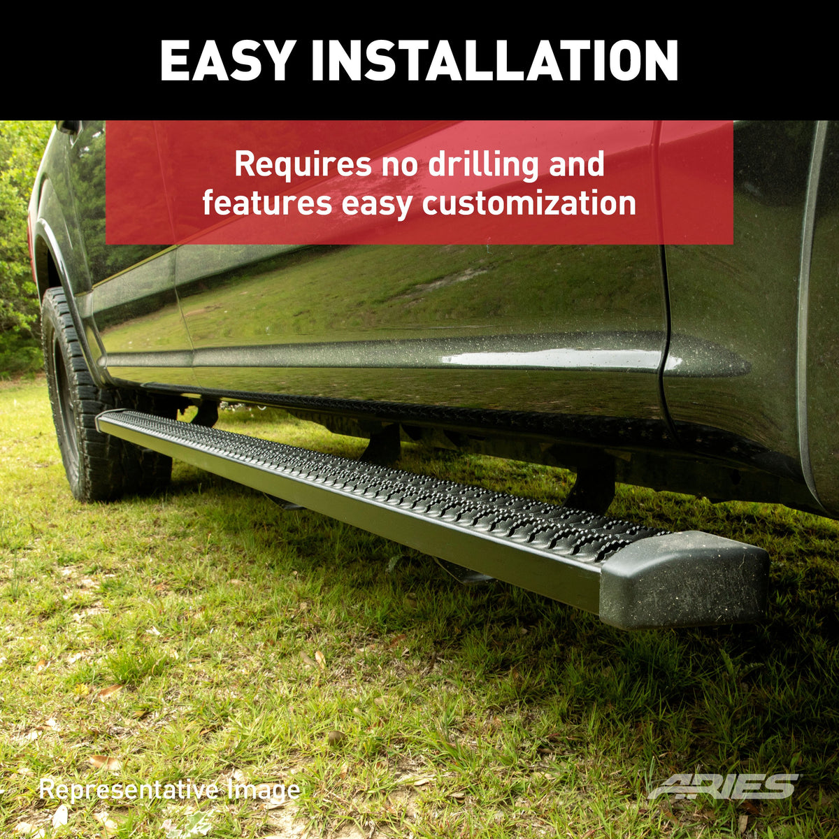 ARIES 2559042 SlimGrip 5" x 88" Black Aluminum Running Boards, Fits Select Nissan Titan, Titan XD
