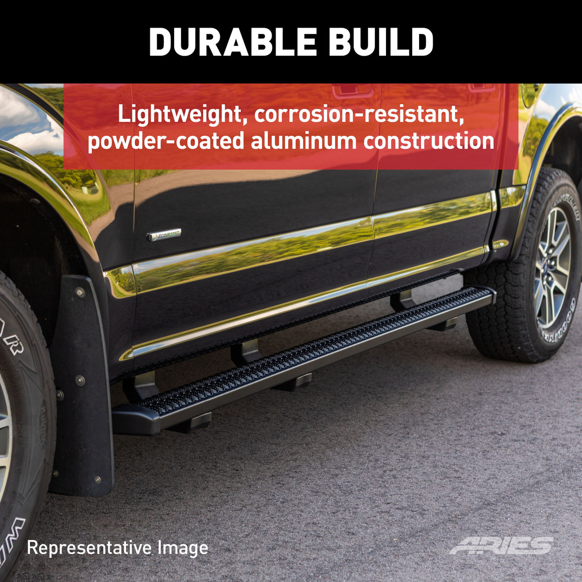 ARIES 2559047 SlimGrip 5" x 88" Black Aluminum Running Boards, Fits Select Chevrolet Avalanche, Silverado, Suburban, Tahoe, GMC Sierra, Yukon